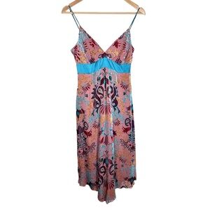 Max And Cleo Y2K 90s Floral Velvet Silk Spaghetti Strap Slip Dress Size 8 Fairy
